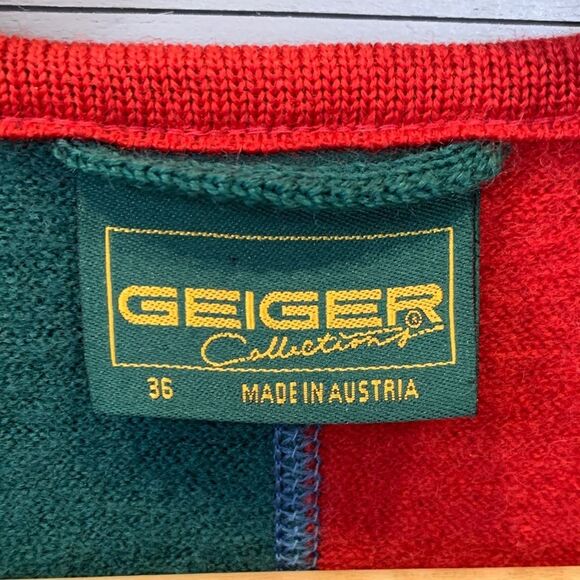 Geiger boiled wool abstract color block button down jacket size 36 Austria - Picture 2 of 15